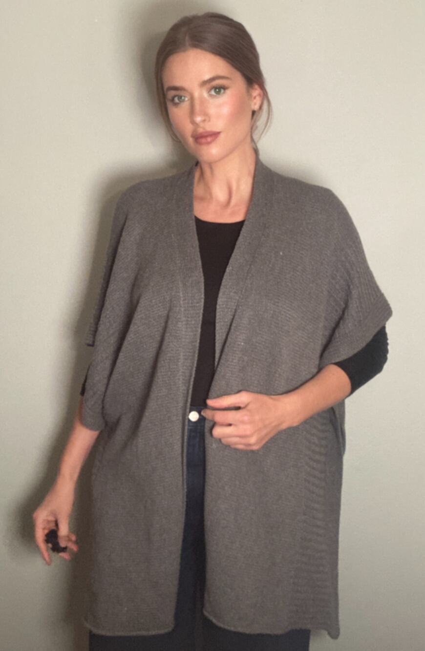 Zestt Organic Cotton Grey Knit Poncho Sweater ~ Effortless Elegance O/S